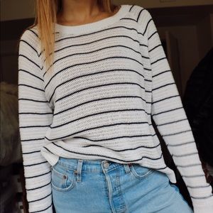 black and white cable knit sweater
